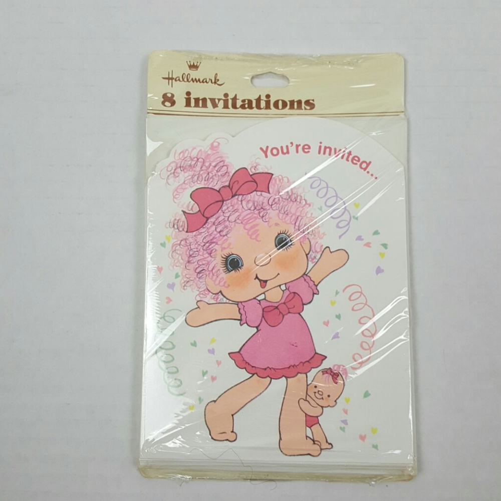 Vintage 1984 Hallmark Huggably Happy Birthday Party Invitations NOS Unopened